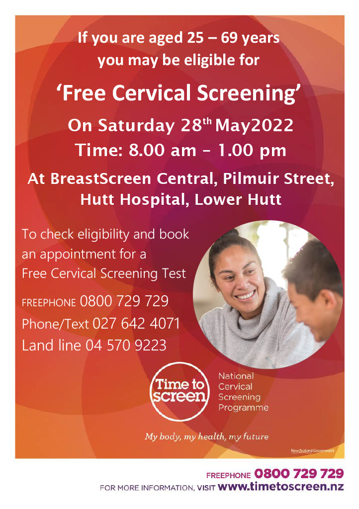 Free cervical screening Upper Hutt Health Centre